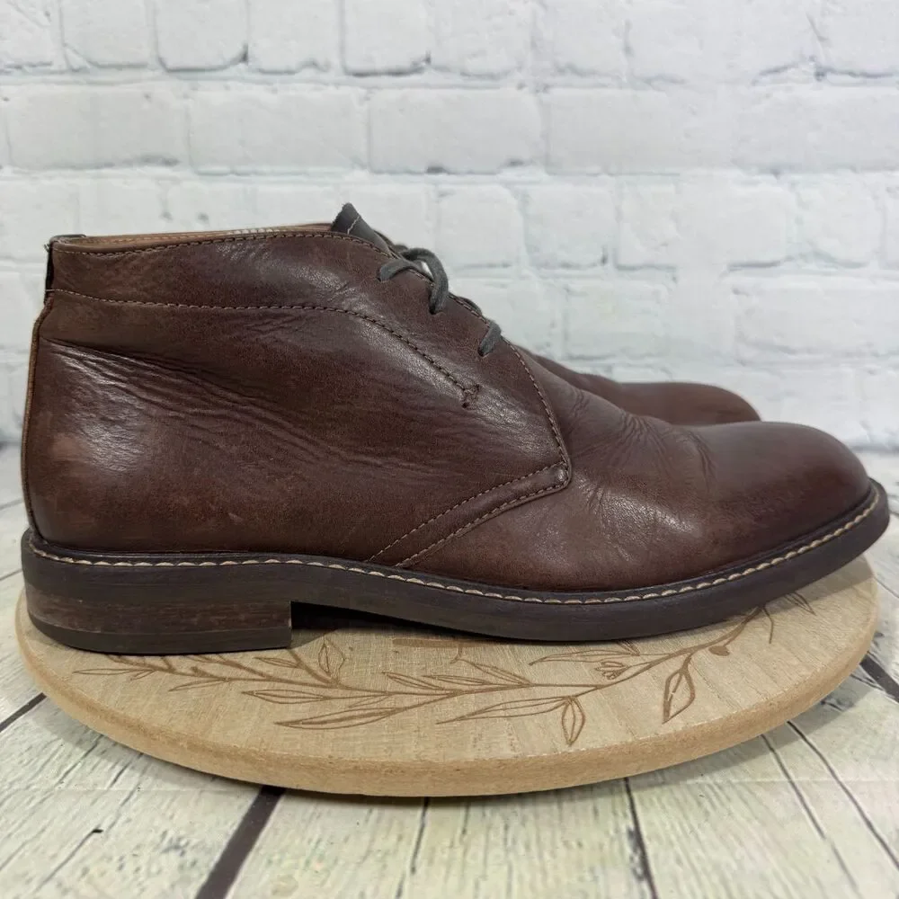 Chukka Boots Brown Ankle Shoes Men's 10D Leather Preppy Minimalist Indie Shoes